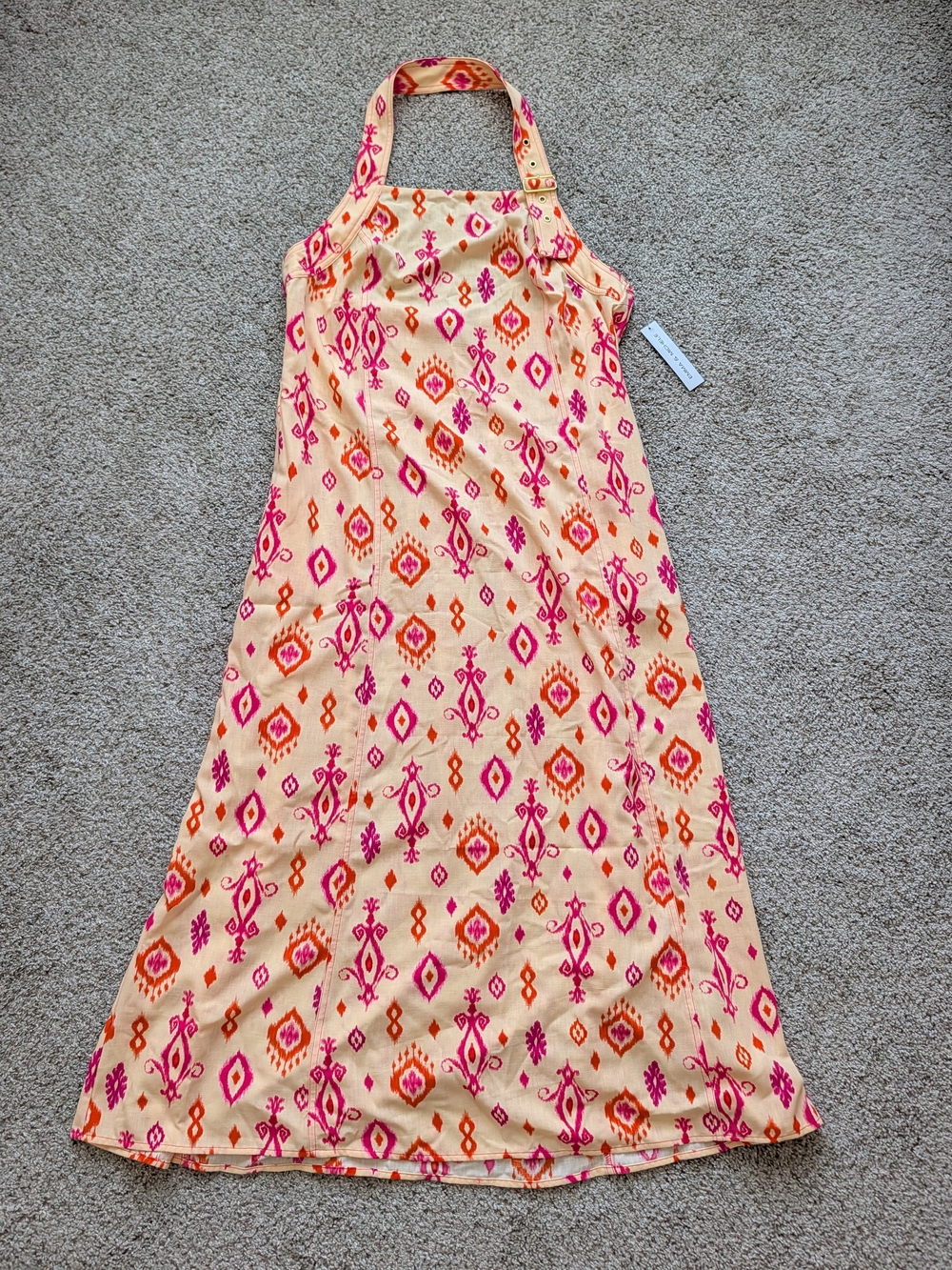 Emma & Michele Womens Peach Pink Orange Adjustable Halter Maxi Dress NWT XL